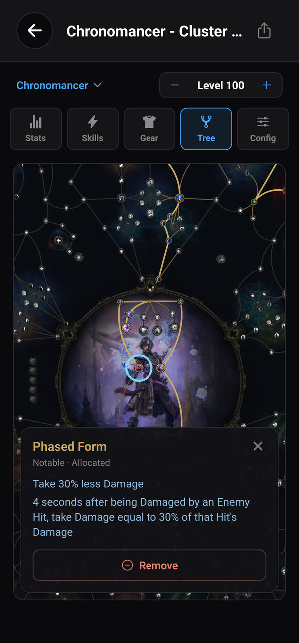 Tapping a notable passive in the Build Planner shows what it does